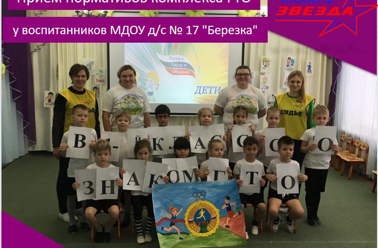 Приём нормативов комплекса ГТО у воспитанников МДОУ «Детский сад № 17 «Березка» Русиново.